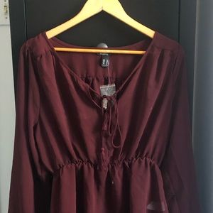 Burgundy Blouse with adjustable waist